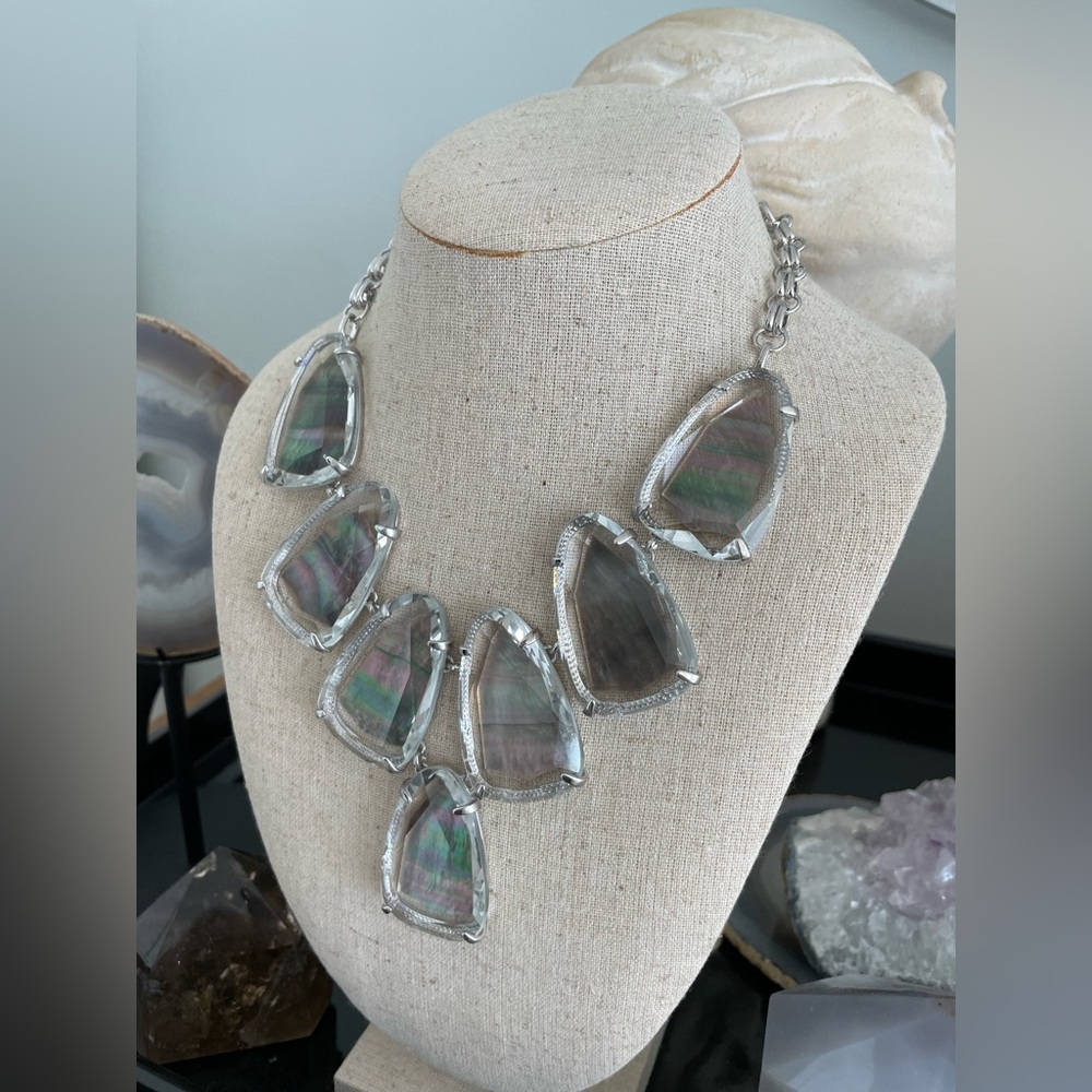 NWT- Harlow irridescent dark mother of pearl Necklace. Stunning statement! - Picture 3 of 4